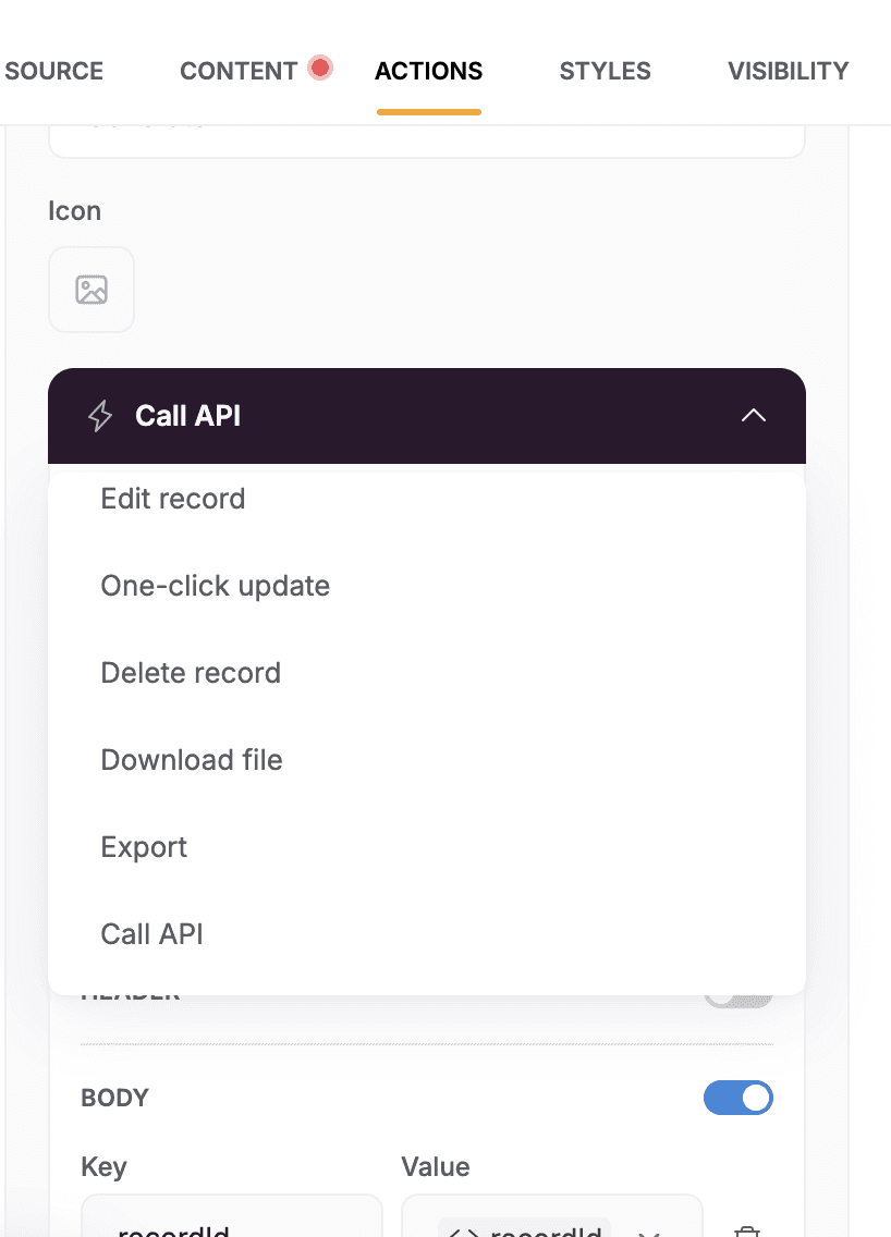 Call API action in Softr