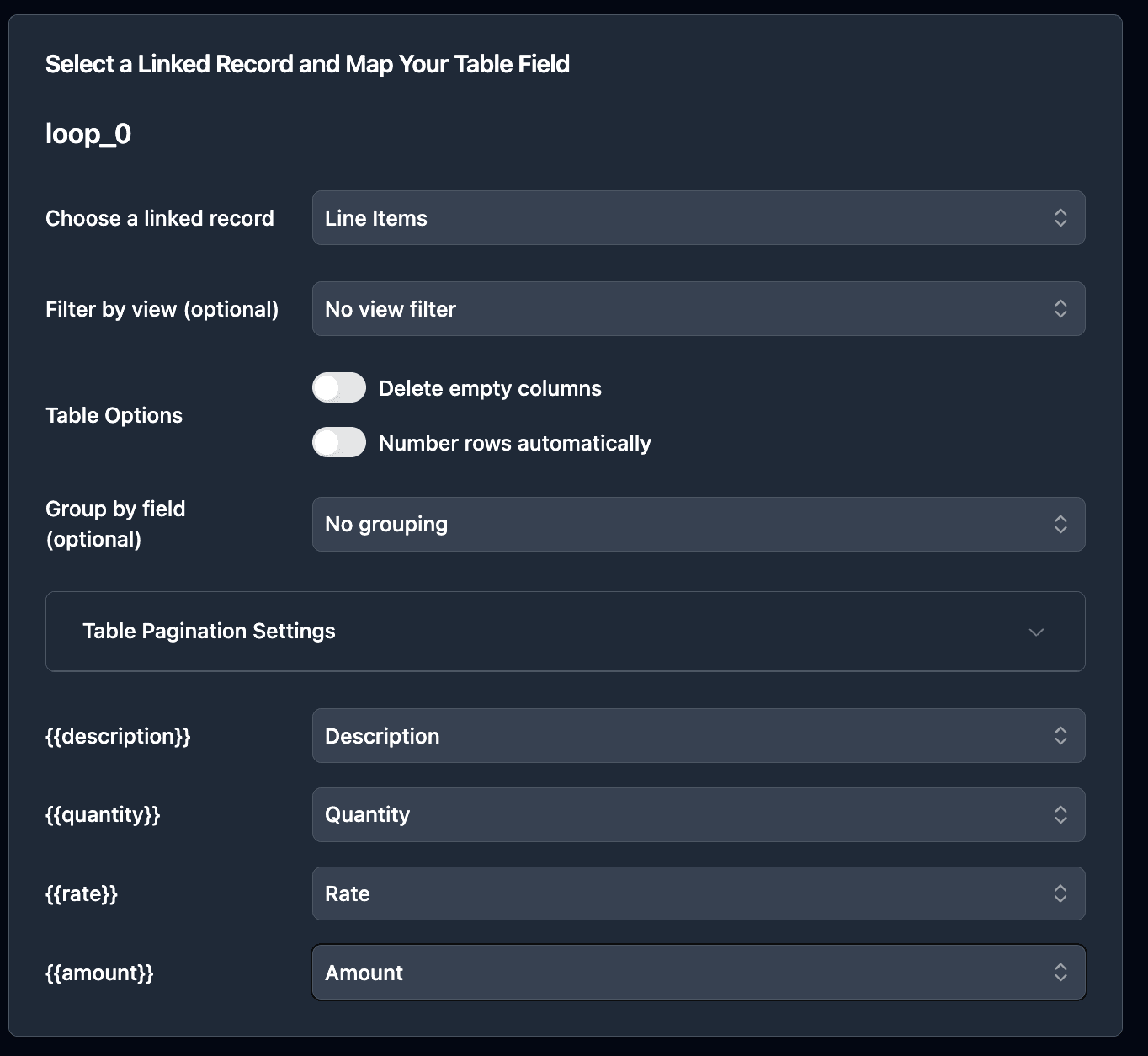 Configure line items