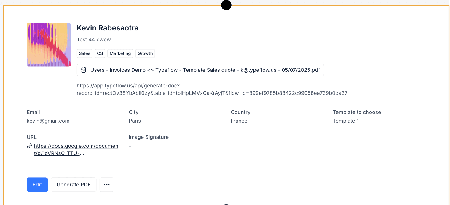 Add a button to generate documents in Softr