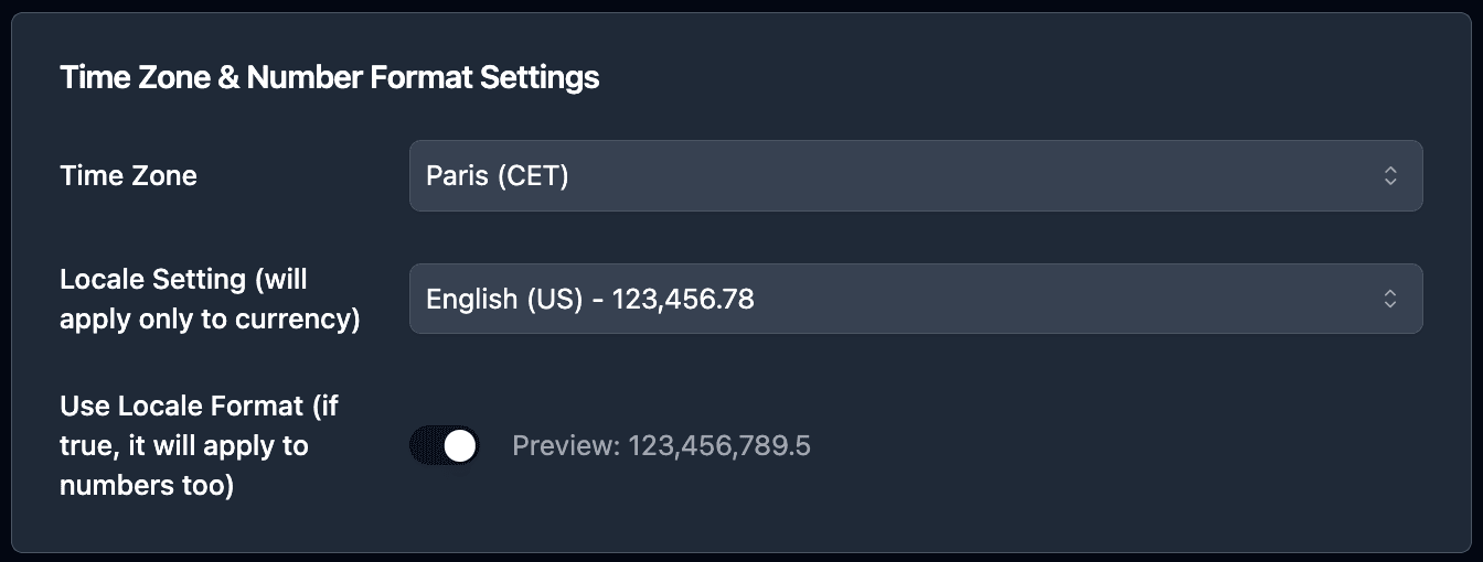 Currency formatting