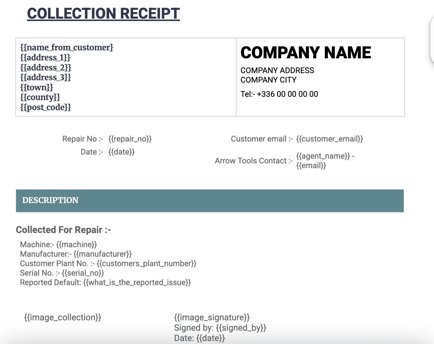 Collection Receipt