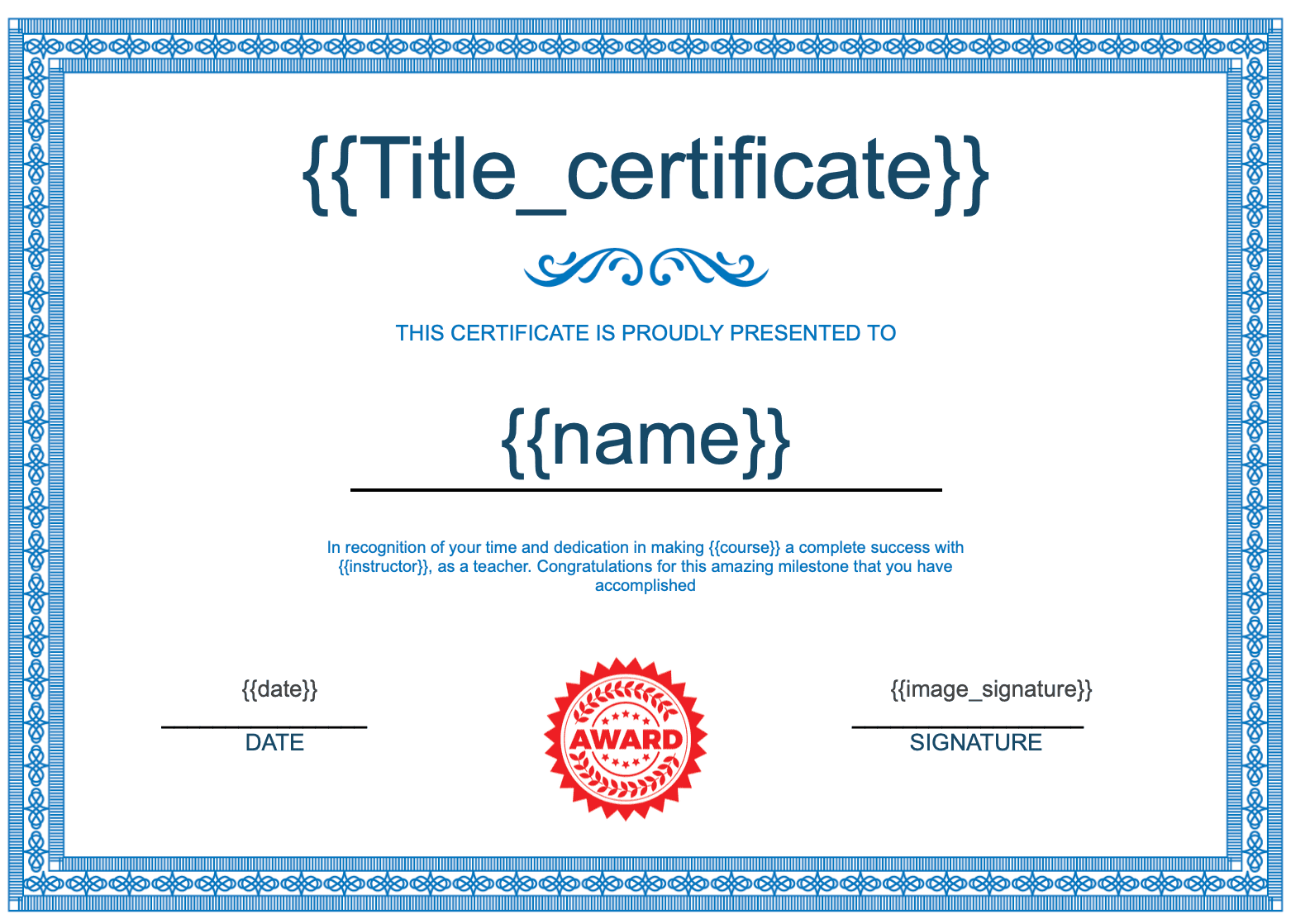 Blue Certificate
