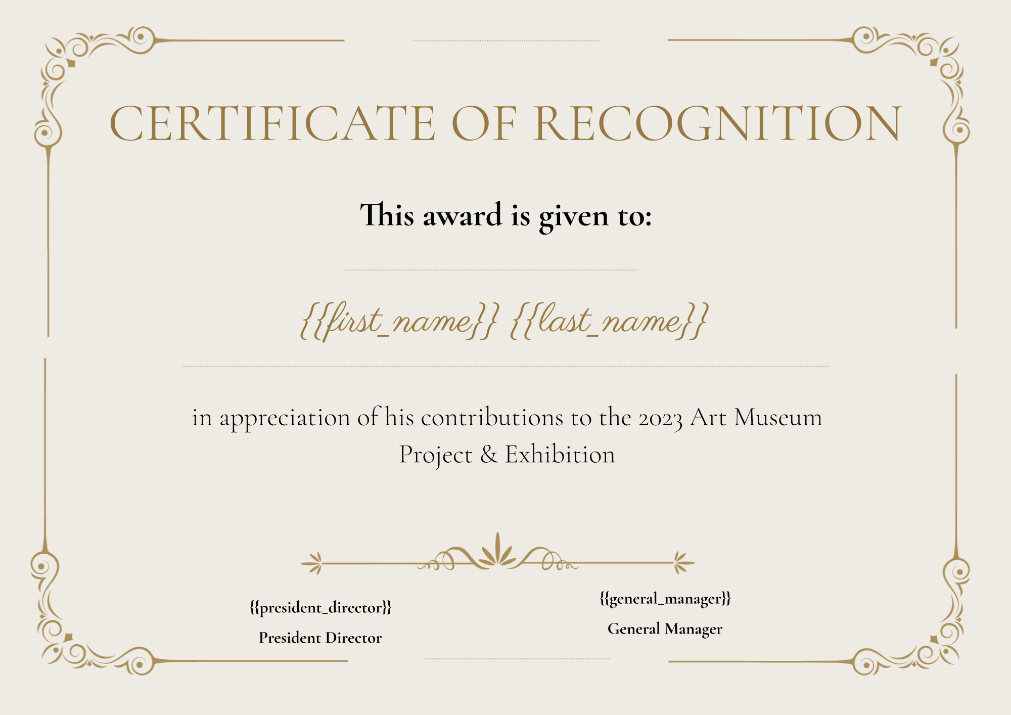Beige certificate