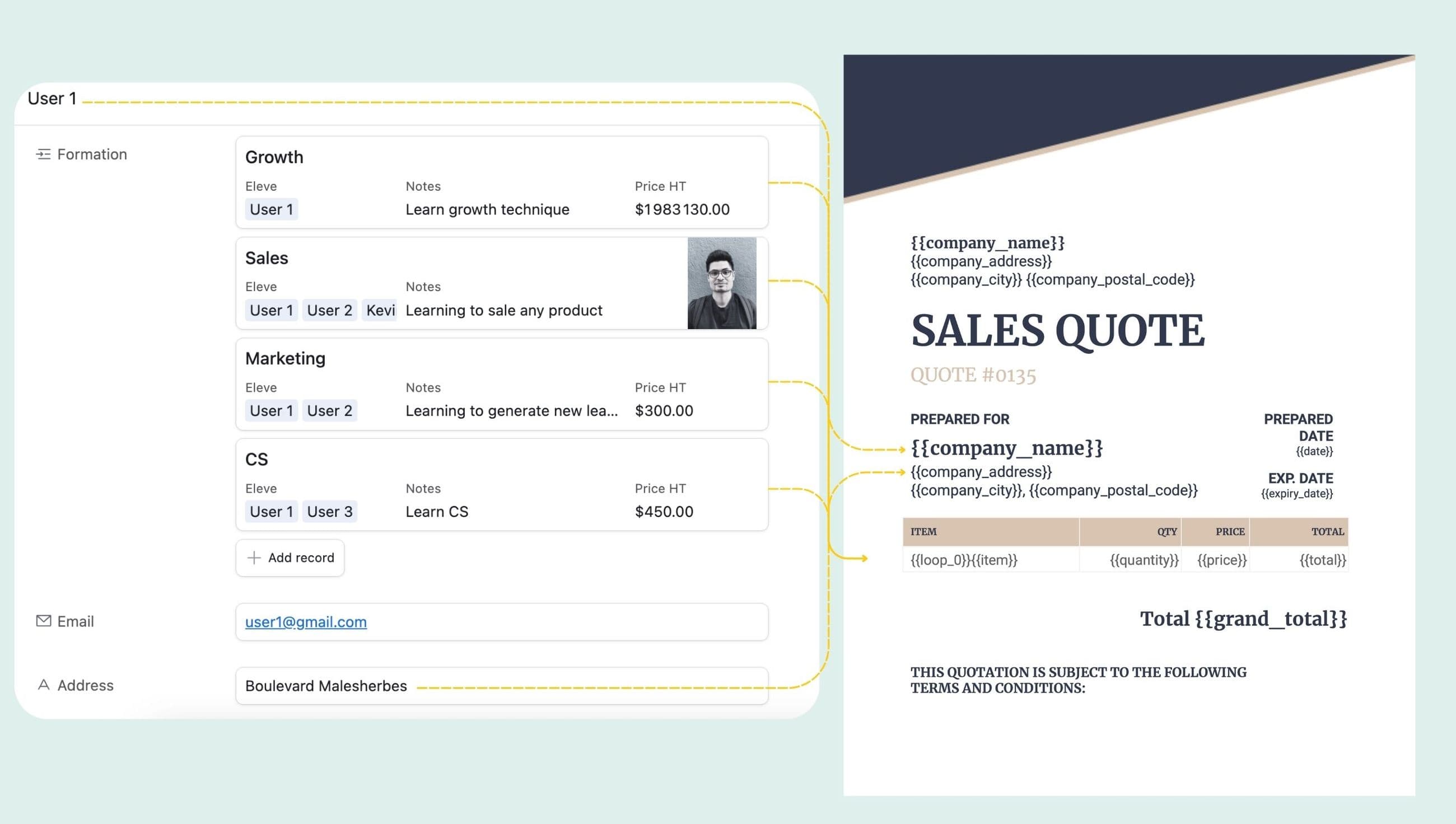 Create invoices with Airtable data