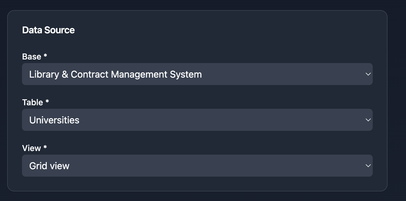 Select your Airtable base, table, and view