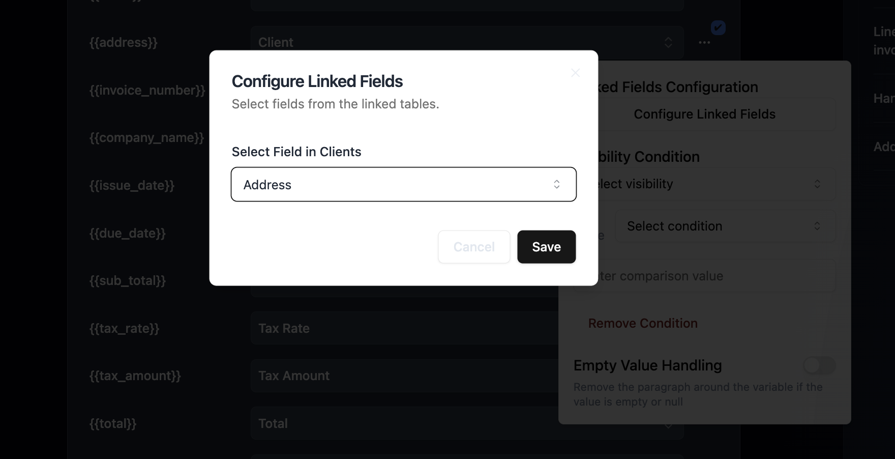 Configure linked fields to access data from related tables