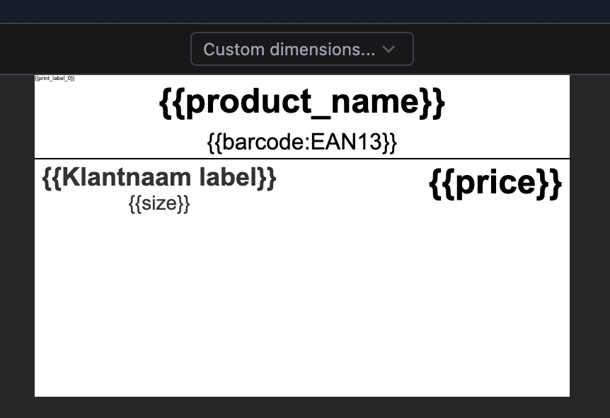 Label template in TypeFlow HTML/CSS builder